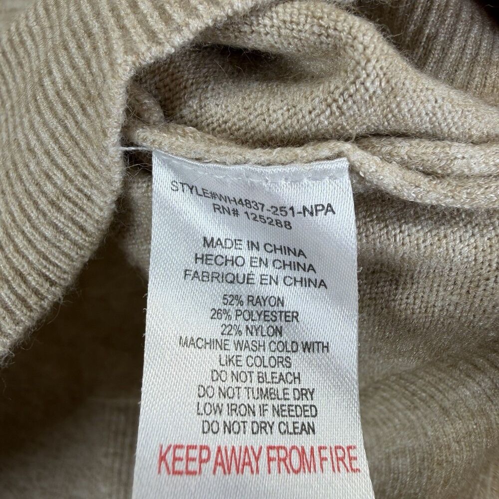 Rae Dunn Women's Size M "WEEKEND." Beige Crew Neck Knit Sweater Minimalist - Picture 6 of 8